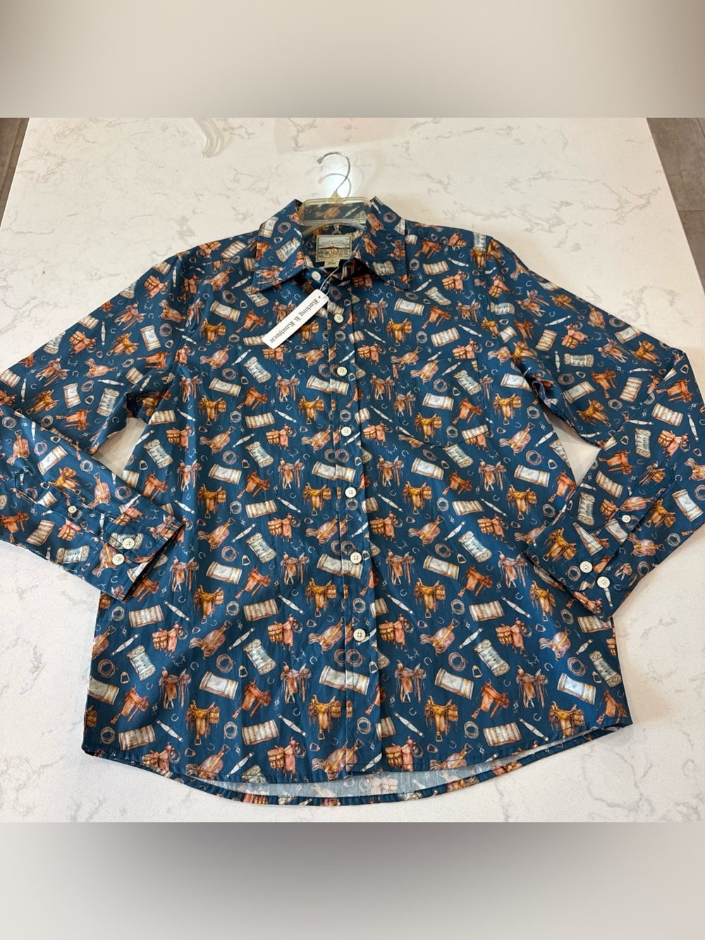 NWT Rocking K Ranchwear by Kennington cotton button up western print shirt Sz M